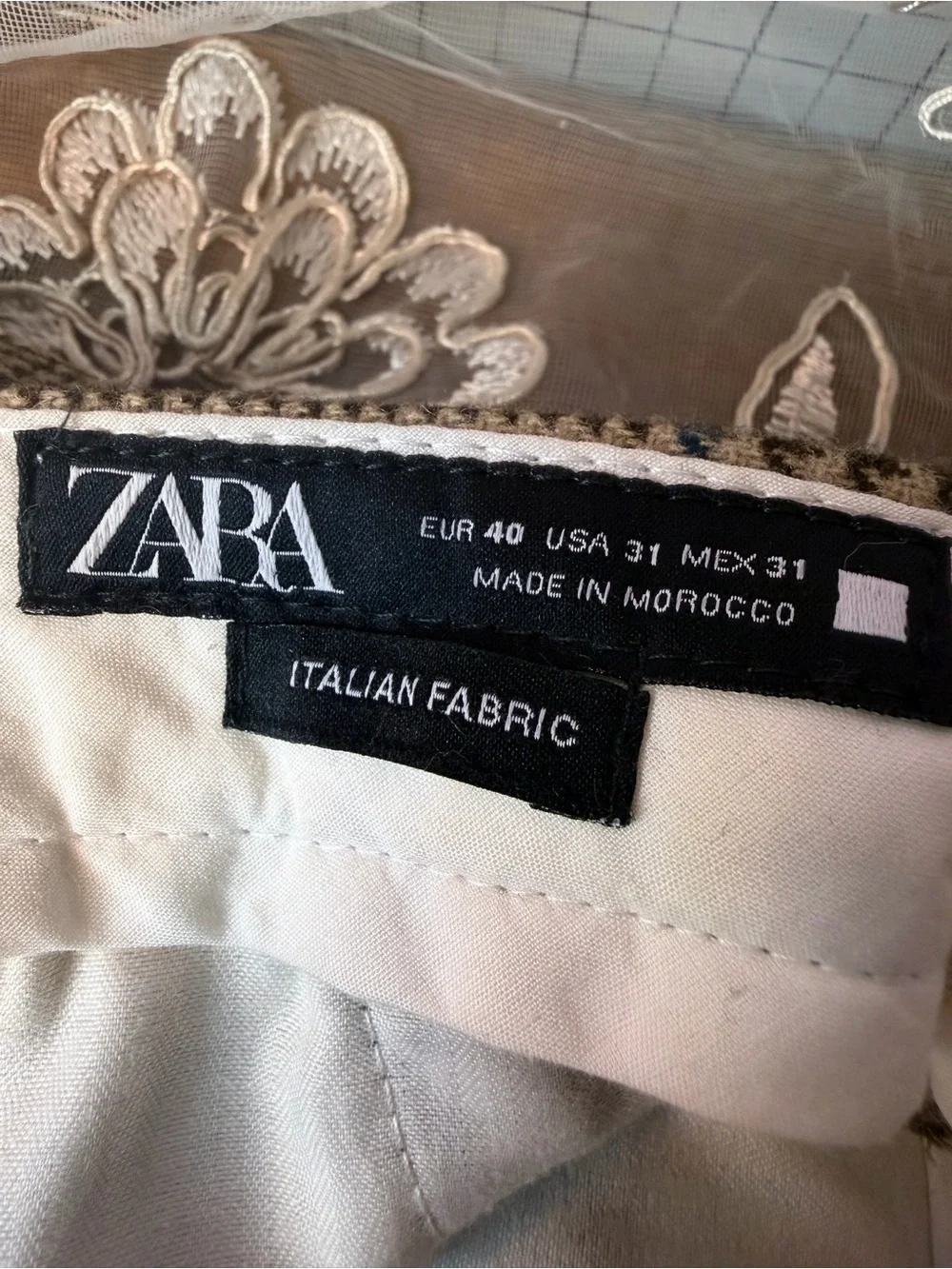 Zara Brown Glen Plaid Dress Trousers